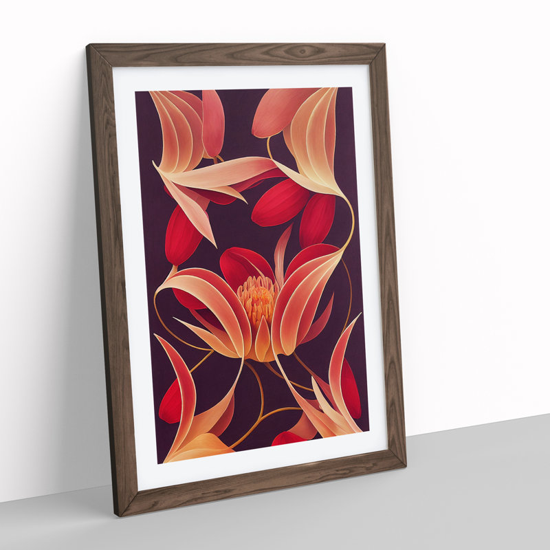 Charming Flowers - Wall Art, 36cm H x 27cm W x 2cm D, Walnut Framed, White