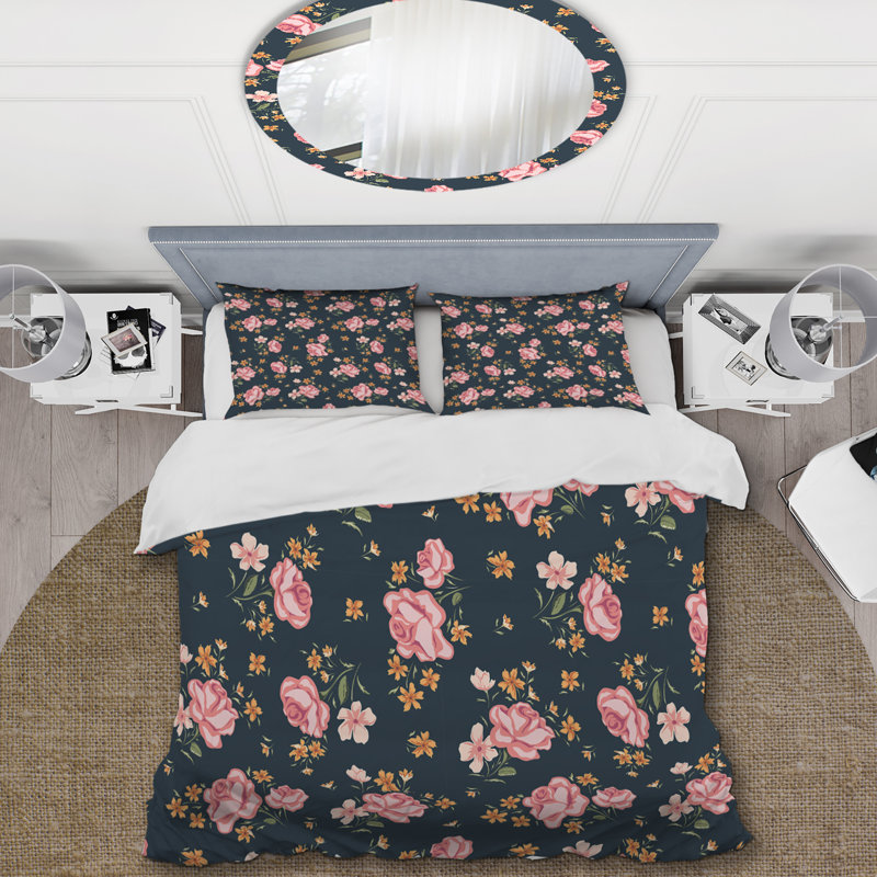 Ensemble de housse de couette en microfibre rose / gris 3 pièces