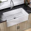 Kitchen Sinks 33 Inch Fireclay Farm Sink Single Bowl with Luxury Bottom Grid & Strainer Drain