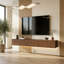 Floating TV Stand Wall Mounted Entertainment Centre with LED Lights, Modern Media Console Cabinet with Hidden Storage and Cable Management