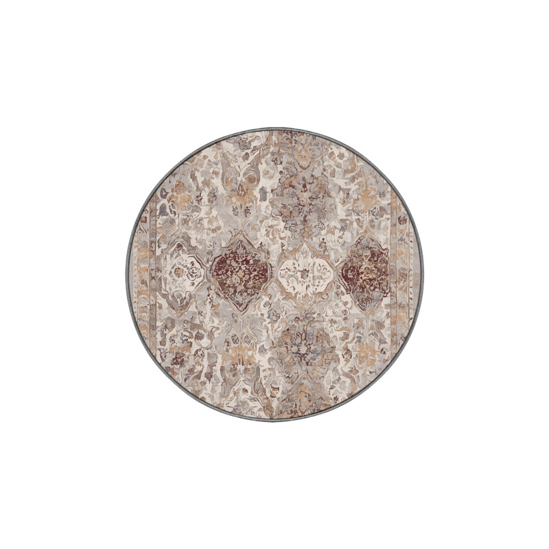 Tapis gris soyeux et moelleux, Rond 8 pi