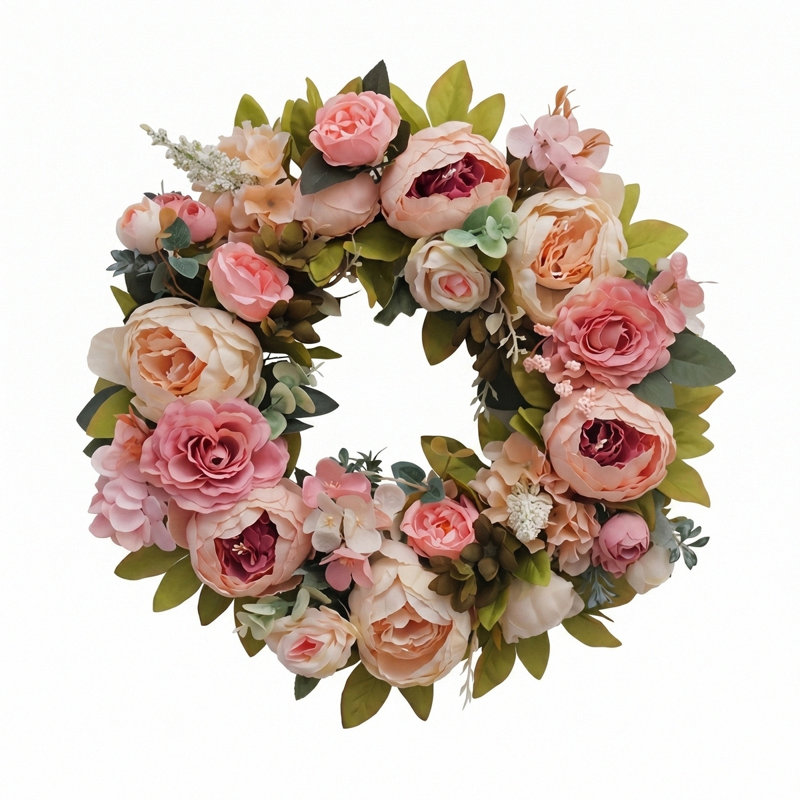 Couronne de pivoines 18 po, Rose