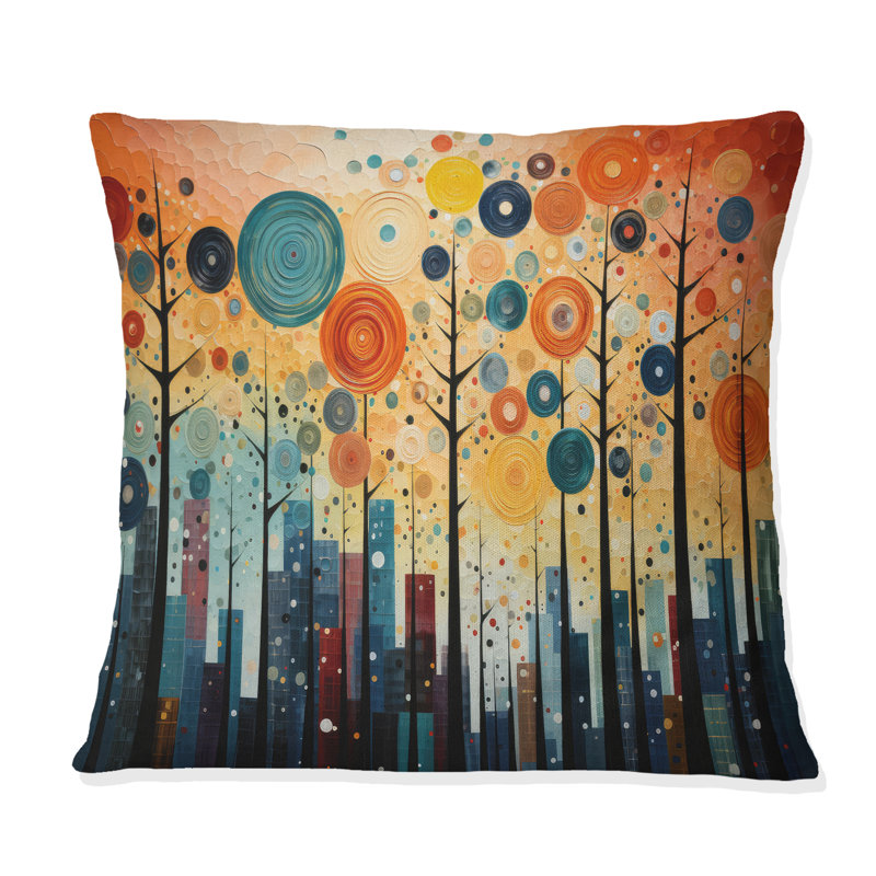 Coussin coloré coloré Mid-Century Bold Breeziness III - Abstract Mid-Century, H 18 po x l 18 po, Carré