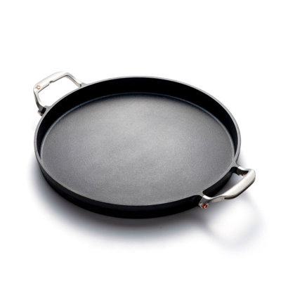 Outset Deep Dish Cast Iron Grill Pan For Pizza And Paella In Black