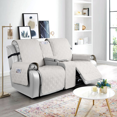 Wildee Waterproof Non-Slip Recliner loveseat Couch Cover With Console