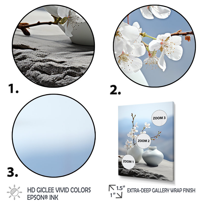 Art zen floral sur pierre spirituelle, H 32 po x l 24 po x P 1 po, Toile tendue