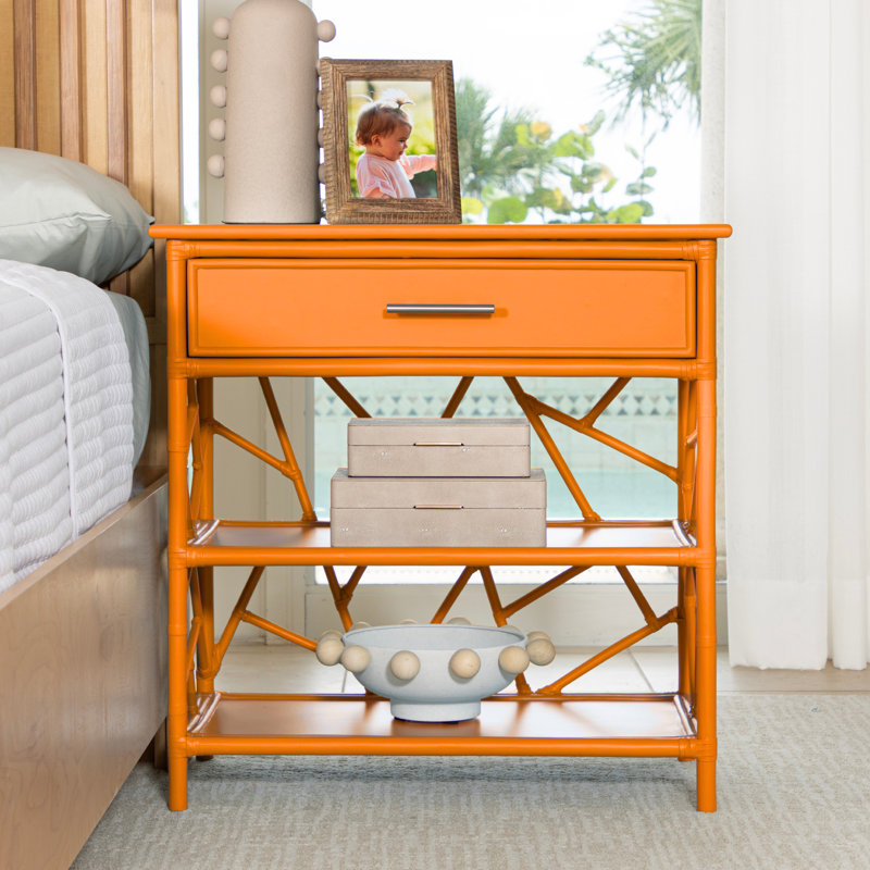 End Table with Storage, Citrus Orange