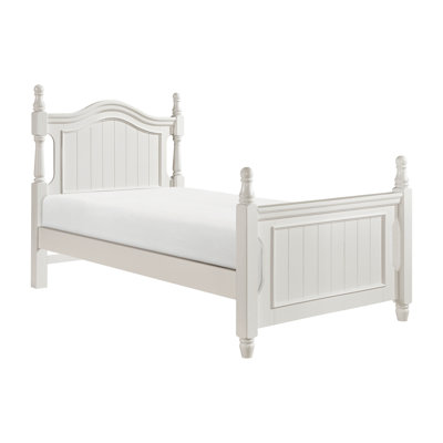Lit double en bois blanc classique pour la finition de meubles de chambre à coucher avec tête de lit