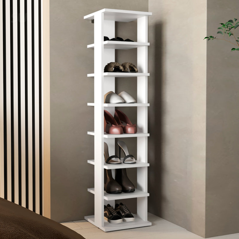 Range-chaussures durable à 7 tablettes, peu encombrant et écologique, pour les petits espaces et les maisons modernes, Blanc