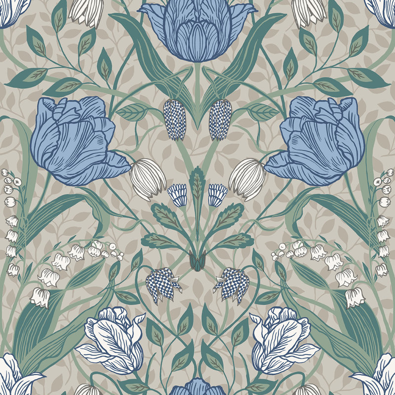 Bryanna 10.05m x 53cm Matte Wallpaper Roll, Light Blue