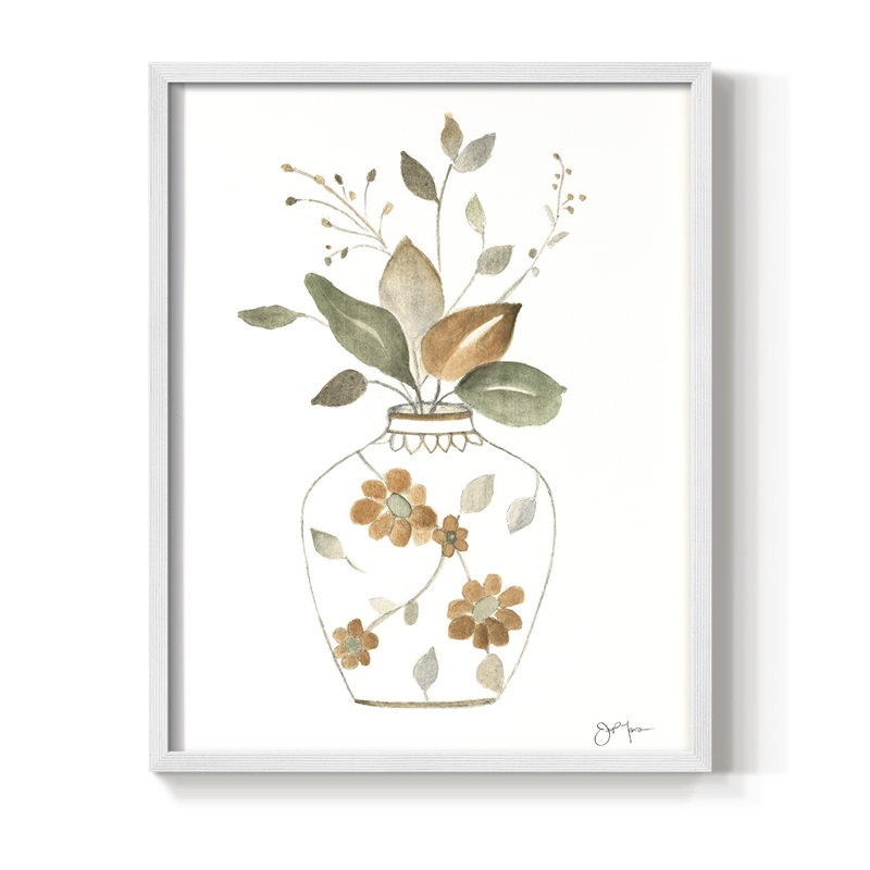 «Neutral Floral I», reproduction encadrée - bois massif, H 30 po x l 24 po, Blanc