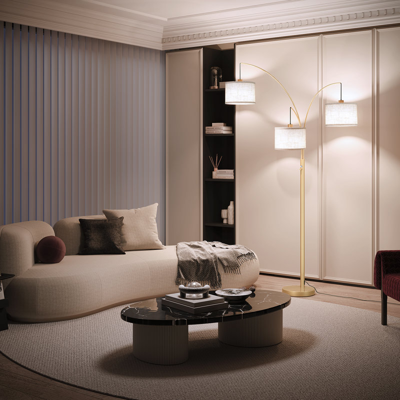 Bidal 3 Lights Modern Arc Tree Floor Lamp, Gold