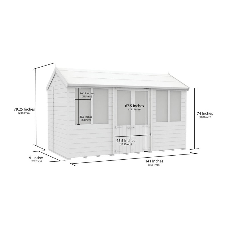 8ft x 12ft Apex Summer Shed
