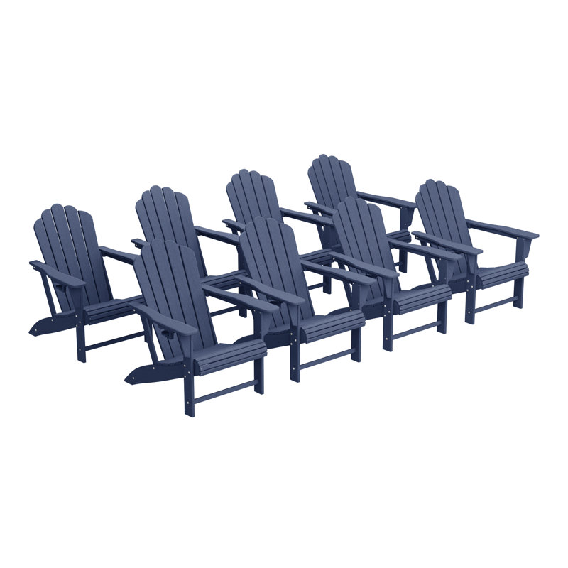 Chaise Adirondack d'extérieur en poly (ensemble de 8), Bleu marine