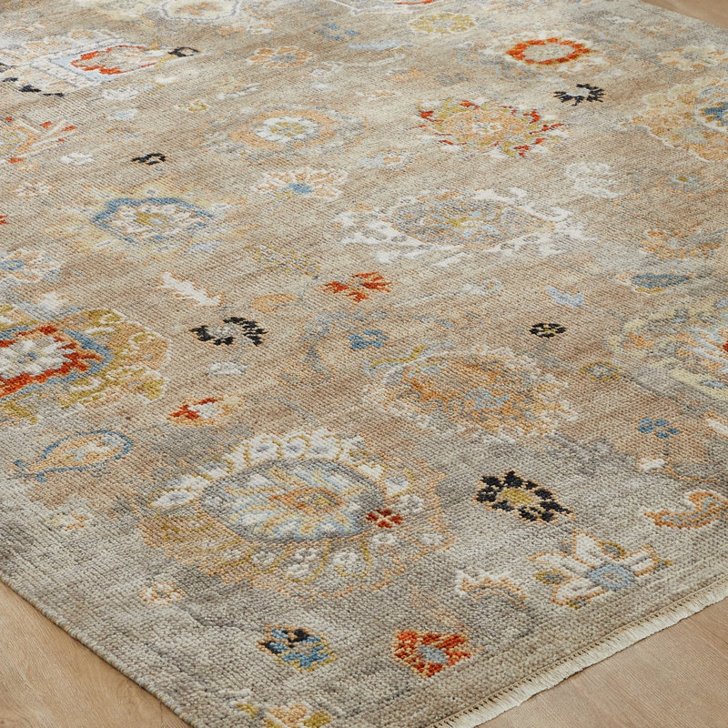 Amaris Sand Multi Hand-Knotted Wool Area Rug, Rectangle 8' x 10'
