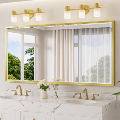 Rectangle Beveled Bathroom Vanity Mirror with Aluminum Frame Accent Mirror Tempered Glass Decorative Mirror
