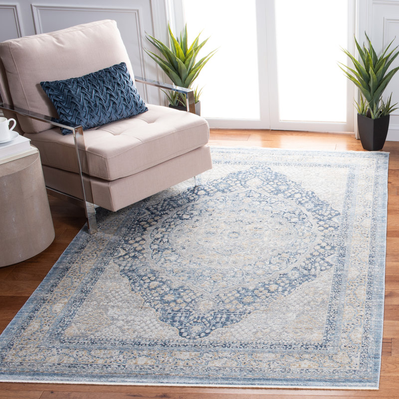 Tapis bleu marine / gris, Rectangle 8 pi x 10 pi