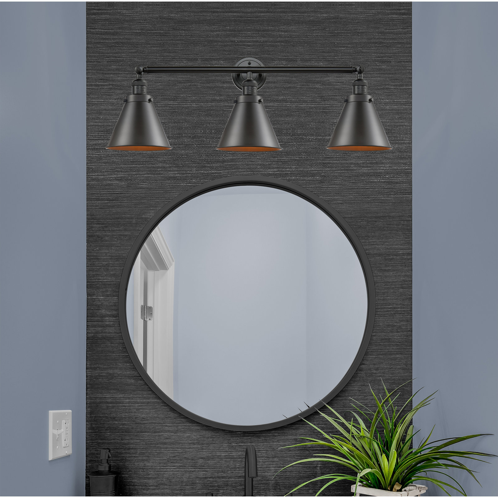 Rouvin 3 Light Dimmable Vanity Light, Oil Rubbed Bronze