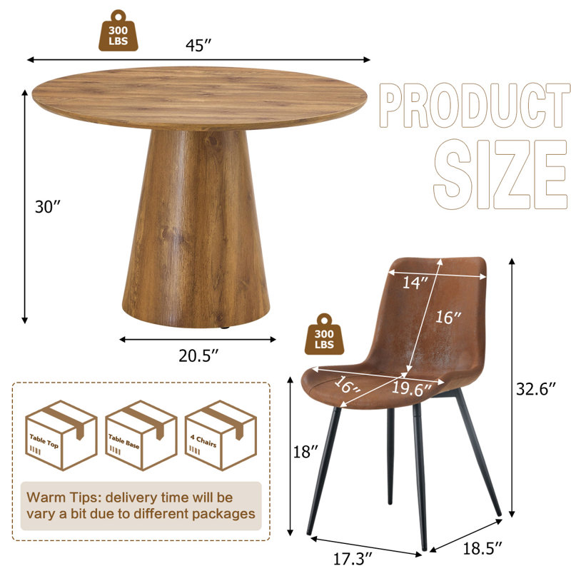 Nerita Circular 45'' L x 45'' W Dining Set, 5