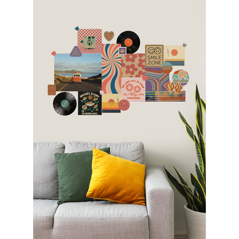 Retro Semi-Matte Glitter Wall Decals with Love Theme