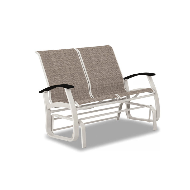 Belle Isle Outdoor Glider, Black P70, Textured Snow, Red 1D Sunbrella®