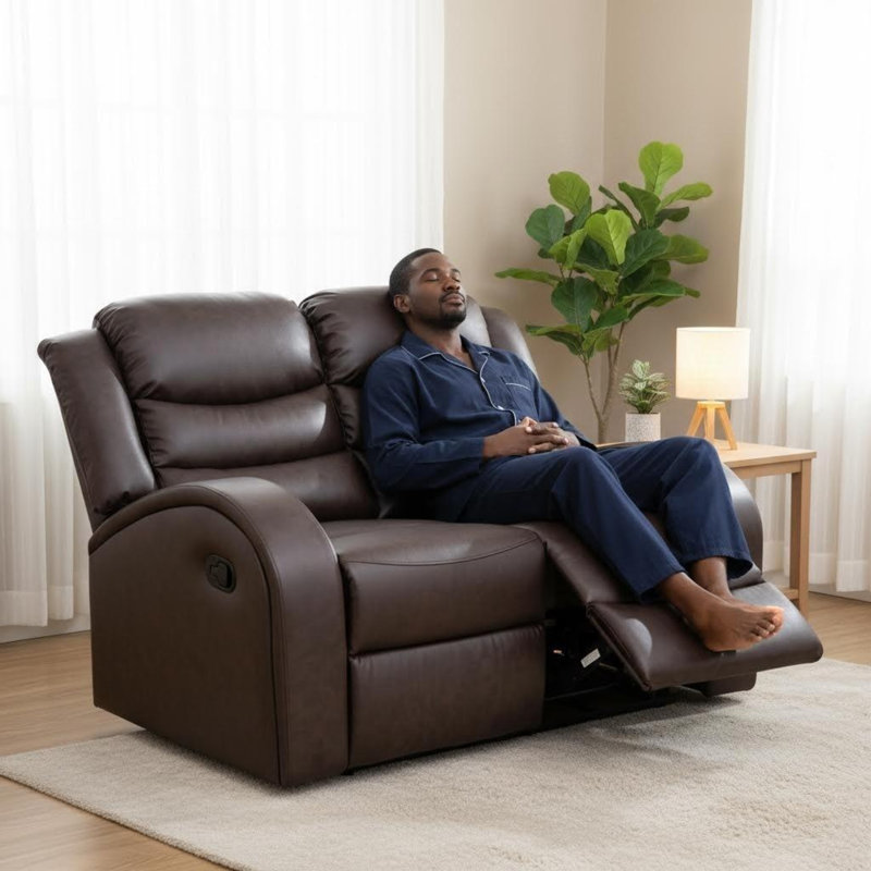 Causeuse inclinable en similicuir brun