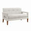Causeuse en tissu d'ameublement en chenille beige avec pieds en bois massif