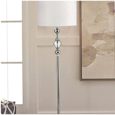 62.5" high metal floor lamp 'Leona' with chrome and crystal decorations