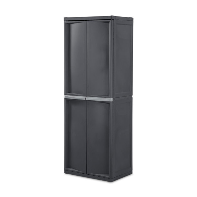Sterilite Adjustable 4-Shelf Storage Cabinet With Doors, Gray 01423V01