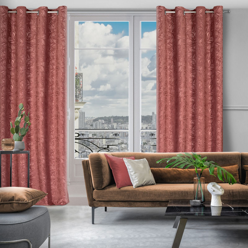 Abinash Blackout Curtains Single Panel, Dark Rose