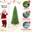 Arbre de Noël mince 6 pi - 850 pointes, branches Pe + Pvc, conception à charnières pour une installation facile, support en métal stable - idéal pour les coins et les petits espaces