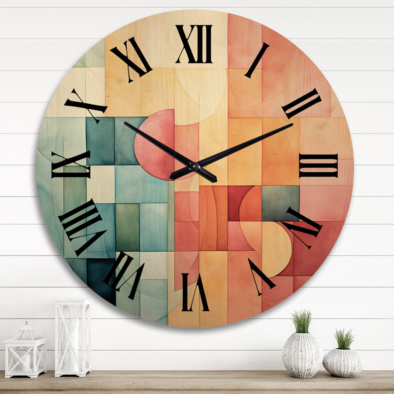 Horloge murale Cubism Experiment with Minimalist II - Paysages, Très grand