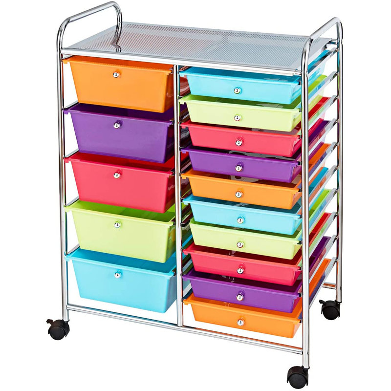 Hallam 15 Drawer Storage Drawer, Chrome, Multi Colour