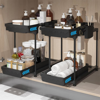 2 Pack Home Double Sliding Under Sink Organizers and Storage