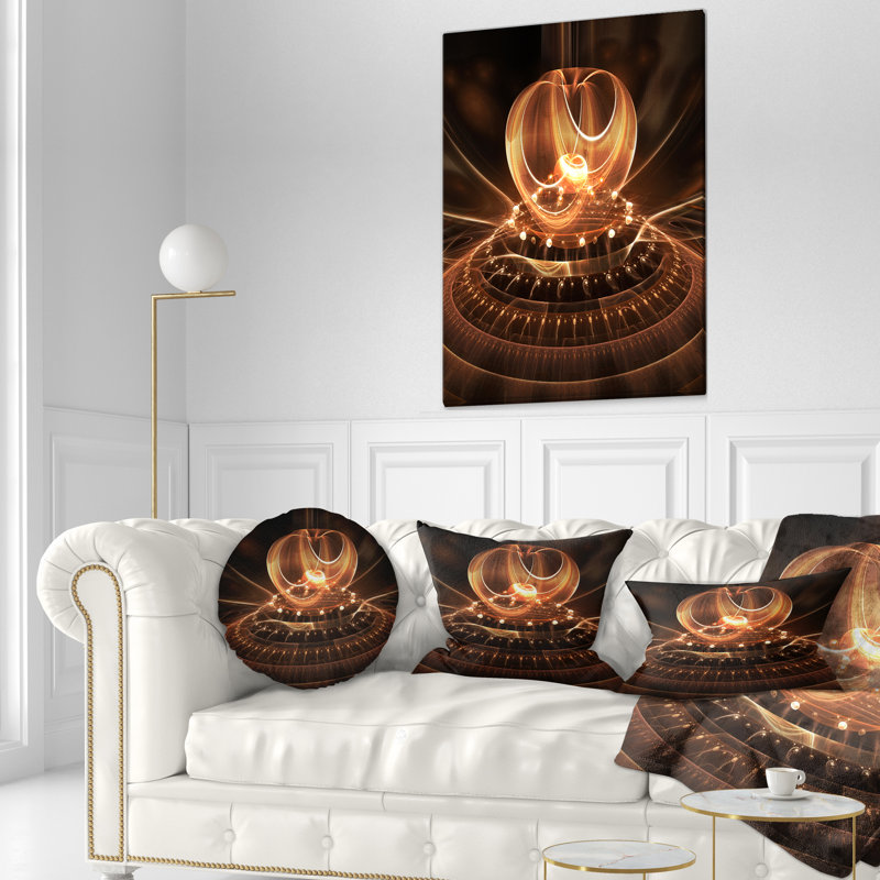 Modern Fractal Brown Dom - Coussin imprimé abstrait