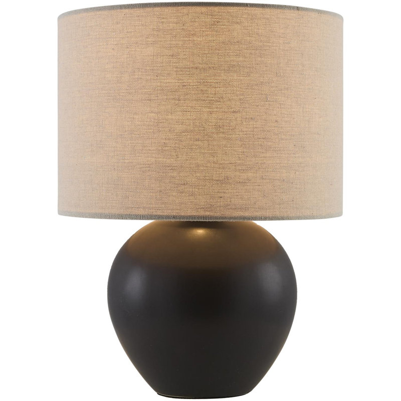 Lampe de table en céramique avec abat-jour tambour en lin , Noir