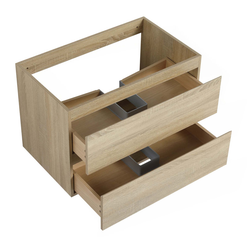 Meuble-lavabo mural en bois, Chêne clair