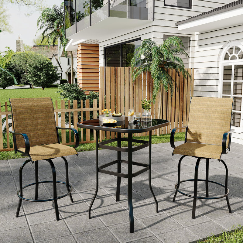 Tabourets de bar pivotants d'extérieur, tabourets de bar pivotants pour patio, 2, Or/noir