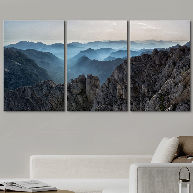 Nature, paysage, montagne de roche, photo moderne, paysage, décoration murale, Toile tendue, H 24 po x l 48 po