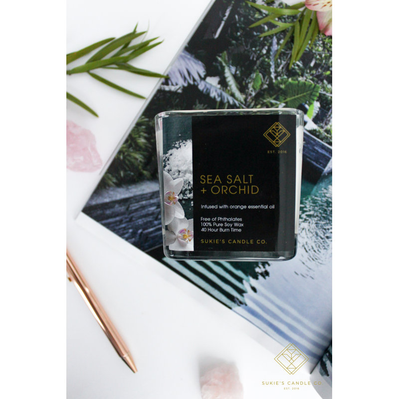 Bougie parfumée au sel de mer et orchidée
