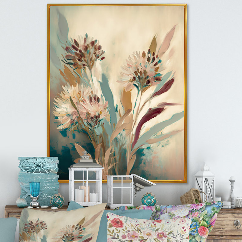 Fleurs sauvages dans des couleurs rétro délavées VI - Art mural floral, H 44 po x l 34 po x P 1,5 po
