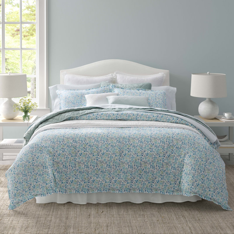 Jaynie Twin Blue Cotton Ruffled Duvet Cover Set