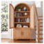Armoire de rangement cintrée de 180 cm de haut avec portes en rotin et étagères réglables, garde-manger de cuisine de style ferme moderne, finition chêne