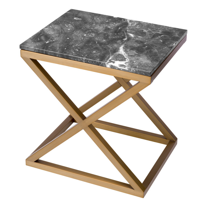 Side Table Criss Cross Brushed Brass Finish - Frame