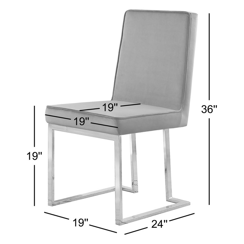 Kocis 19.00'' H Velvet Upholstered Side Chair, Silver, Navy Blue