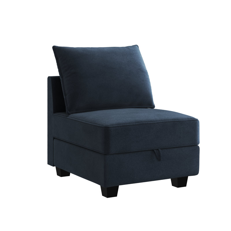 Pashko Velvet Slipper Chair, Blue Velvet