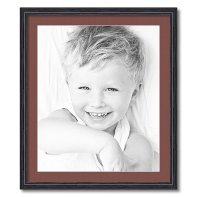 Black Wood Matte Picture Frame with Mat