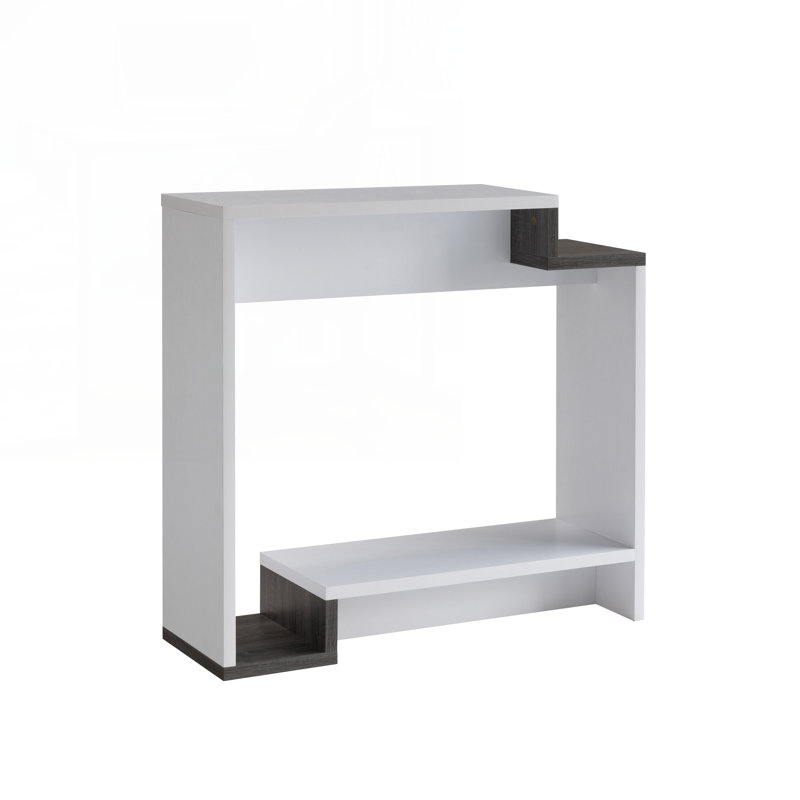 Console contemporaine avec deux tablettes ouvertes - blanc et gris