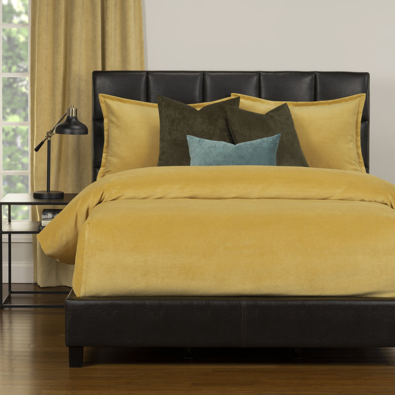 Mixology Velvet Bed Cap Comforter Set with Sewn Corners, Full, Pollen