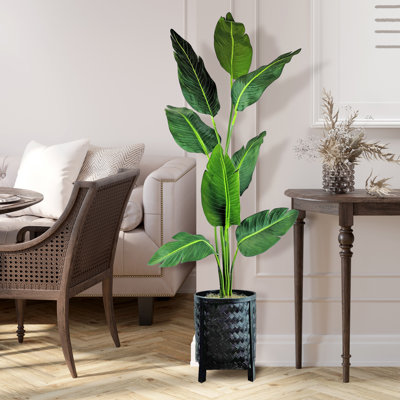 60'' Faux Bird Of Paradise Tree in Wicker/Rattan Basket